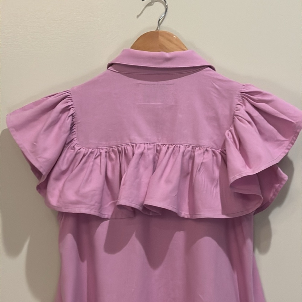 The Shirt By Rochelle Behrens The Ayla Purple Shirt Dress Small Ruffle Mini - Picture 11 of 15